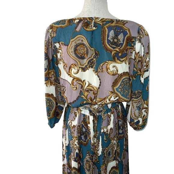 Diane Freis Original Georgette Dress Womens Braid Work Pleated Scarf Vintage - Picture 6 of 16